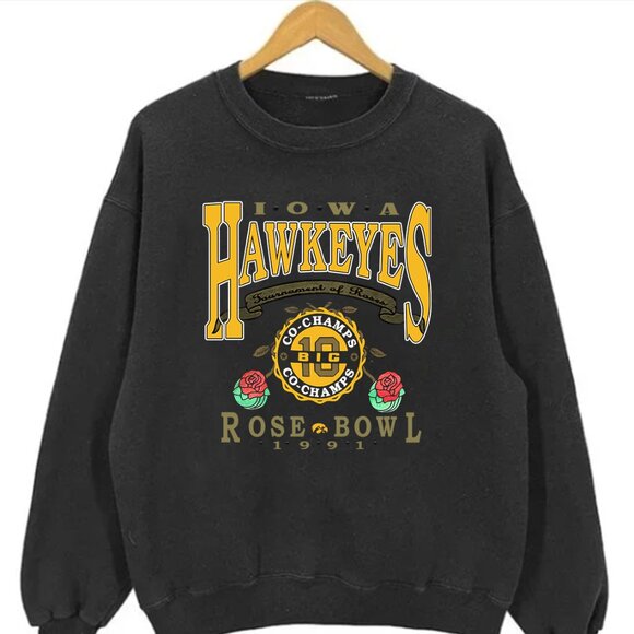 University of Iowa Shirts 1991 Rose Bowl Retro Football Iowa Hawkeyes Shirts Tee - Picture 1 of 2